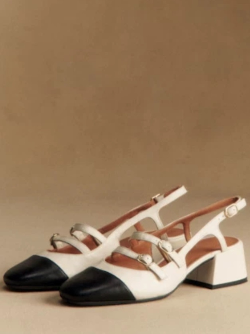 Sézane Paula Babies 2” - Ecru & Black Leather (9) - Picture 2 of 9